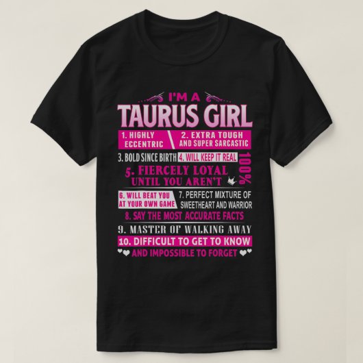 I'm A Taurus Girl Taurus Birthday T-Shirt (Design vorne)