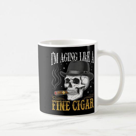 I'm Aging Like A Fine Cigar Funny Skull Dad Retro Kaffeetasse (Rechts)