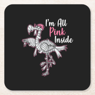 Im All Pink Innen Funny Halloween Flamingo Geschen Rechteckiger Pappuntersetzer
