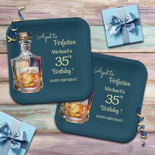 Im Alter zur Perfektion Männer 35. Whisky-Geburtst Pappteller