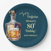 Im Alter zur Perfektion Männer 80. Whisky Geburtst Pappteller (Vorderseite)