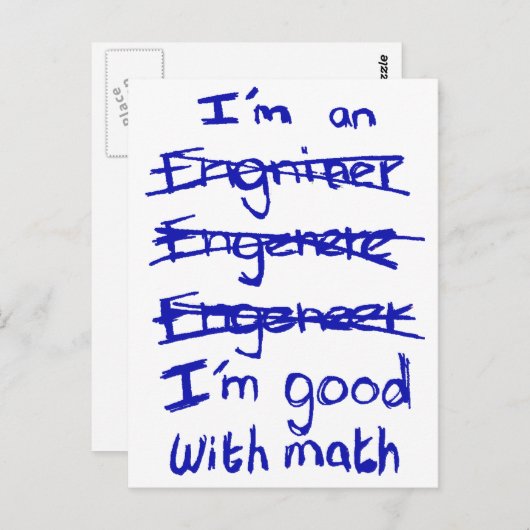 I'm an Engineer, I'm Good With Math Postcards Postkarte (Vorne/Hinten)