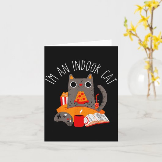 I'm An Indoor Cat Funny Reading Coffee Gaming Cat Karte (Gelbe Blume)
