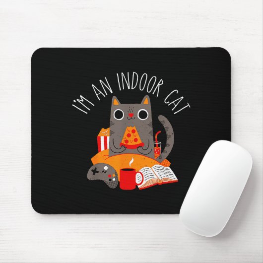 I'm An Indoor Cat Funny Reading Coffee Gaming Cat Mousepad (Mit Mouse)