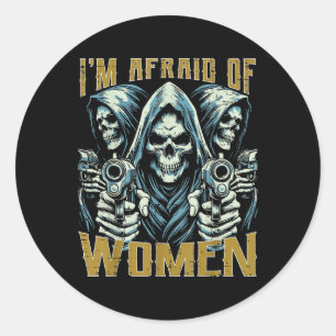 Im Angst vor Frauen Skeleton Funny Bootleg Cringe Runder Aufkleber