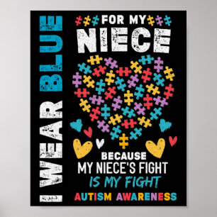 Im April trage ich Blue for My Niece Autismus Awar Poster