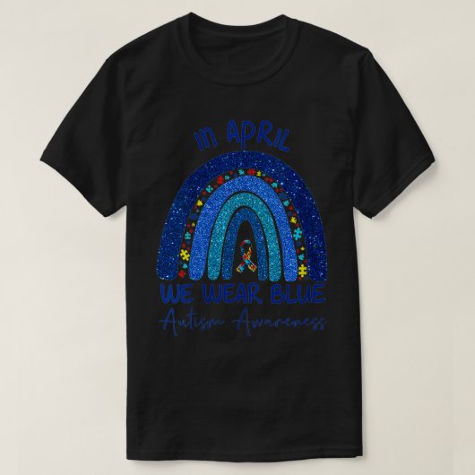 Im April tragen Frauen Regenbogenautismus blauer A T-Shirt (Design vorne)