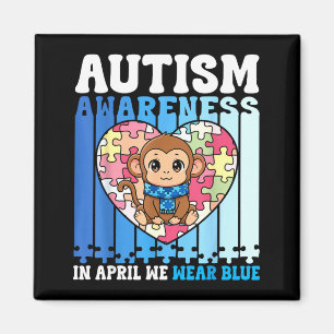 Im April tragen wir Blau Autism Awareness Monkey P Magnet