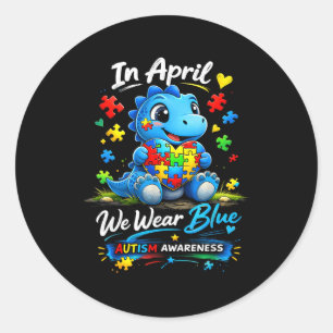 Im April tragen wir blaue Autismus-Bewusstseins-Di Runder Aufkleber