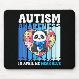 Im April tragen wir blaue Autismusrätsel Panda Puz Mousepad