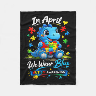 Im April tragen wir blaue Dinosaurier für Autismus Fleecedecke