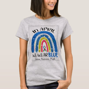 Im April tragen wir blauen, autistischen Bewusstse T-Shirt