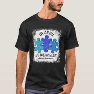 Im April tragen wir blaues Autismusrätselteil T-Shirt