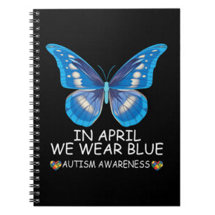 Im April tragen wir blaues Shirt Butterfly Ribbon Notizblock