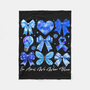 Im April tragen wir Blue Autism Coquette Bow Brush Fleecedecke