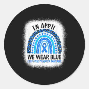 Im April tragen wir Blue - Child Missuse Preventio Runder Aufkleber