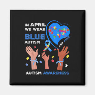 Im April tragen wir das blaue Autismus Bewusstsein Magnet