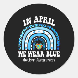 Im April tragen wir das Blue Autismus Awareness Mo Runder Aufkleber