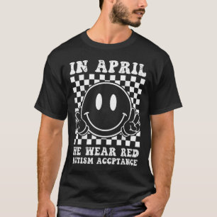 Im April tragen wir eine rote Autismus-Sensibilisi T-Shirt
