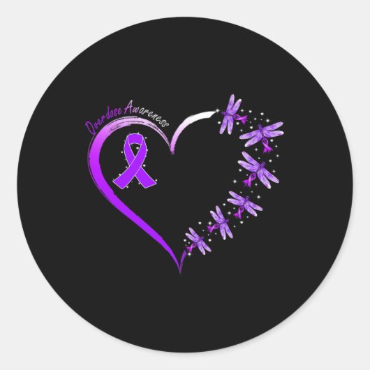 Im August tragen wir einen Lila Überdosierungsdrag Runder Aufkleber (Vorderseite)