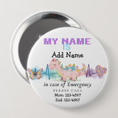 I'm autistic Emergency Autism Pin Badge Button (Vorne & Hinten)