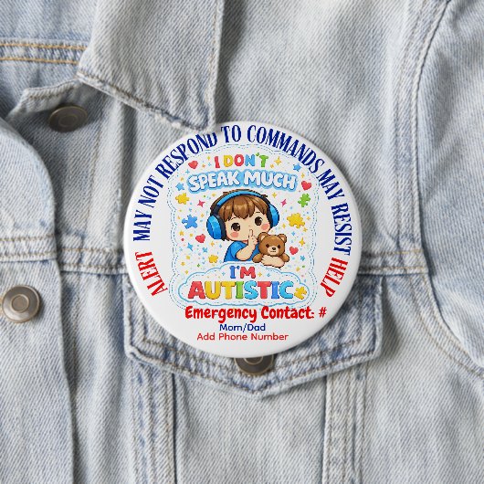 I'm autistic non verbal pin Button badge (Beispiel)