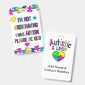 Im autistischen nicht falsch benehmen freundlichen ausweis (Front & Back)