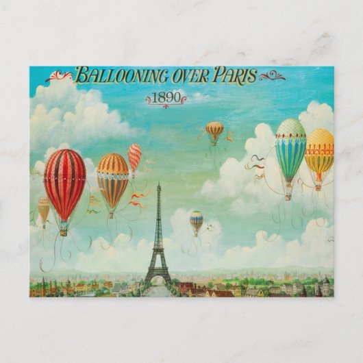 Im Ballon aufsteigen über Paris Postkarte (Vorderseite)
