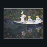 Im Bark - Claude Monet - 1887 Postkarte<br><div class="desc">Zeigen Sie den Leuten Ihren Stil und Ihre Raffinesse mit dieser Reproduktion eines Kunstwerks mit dem Titel "In the Bark" von Claude Monet. Malerei mit 3 Personen in einem Boot auf einem Fluss. Gemalt um 1887.</div>