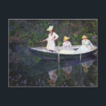 Im Bark - Claude Monet - 1887 Postkarte<br><div class="desc">Zeigen Sie den Leuten Ihren Stil und Ihre Raffinesse mit dieser Reproduktion eines Kunstwerks mit dem Titel "In the Bark" von Claude Monet. Malerei mit 3 Personen in einem Boot auf einem Fluss. Gemalt um 1887.</div>