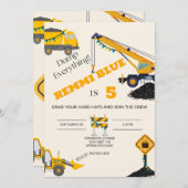 Im Bau! Geburtstag Einladung (Vorne/Hinten)