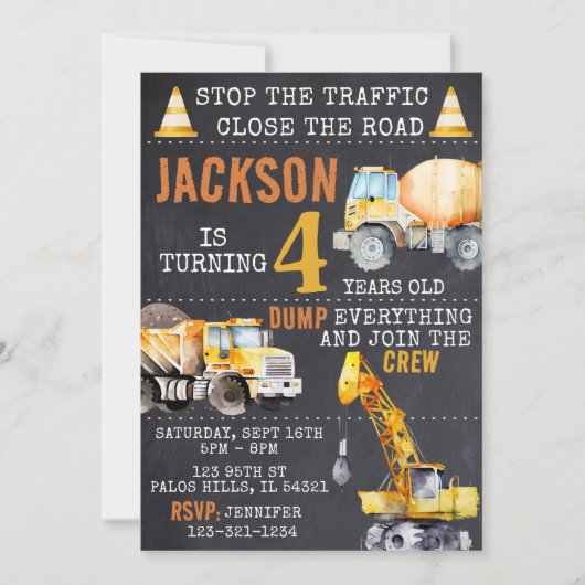 Im Bau Geburtstagsjunge Einladung (Vorderseite)