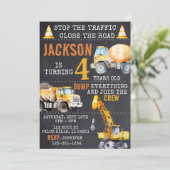 Im Bau Geburtstagsjunge Einladung (Stehend Vorderseite)