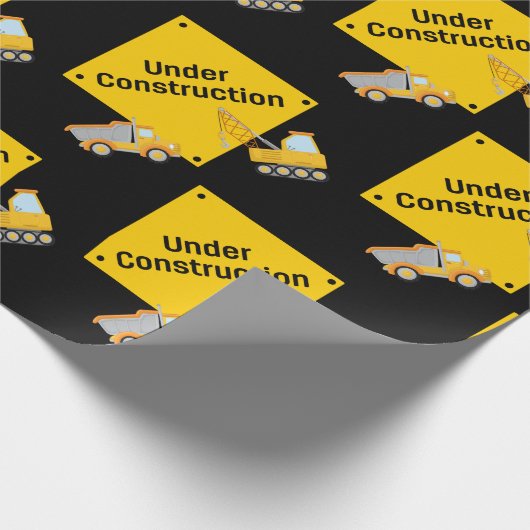 Im Bau mit Lastkraftwagen Geschenkpapier (Ecke)