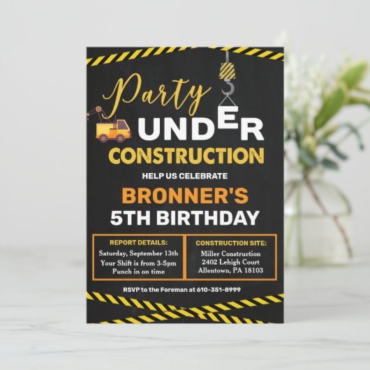 Im Baugewerbe Einladung zum Geburtstag (Stehend Vorderseite)