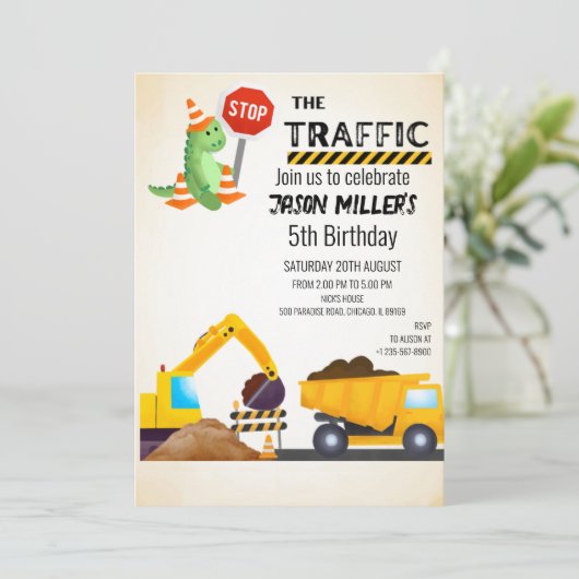 Im Baugewerbe Einladung zum Geburtstag (Stehend Vorderseite)