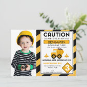 Im Baugewerbe Foto Einladung Geburtstag (Stehend Vorderseite)