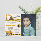 Im Baugewerbe lädt Geburtstag mit Foto ein Einladung (Stehend Vorderseite)