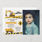 Im Baugewerbe lädt Geburtstag mit Foto ein Einladung (Vorne/Hinten)