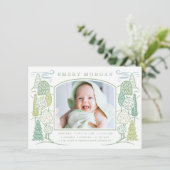 Im Baum Top Birth Ankündigung Grün (Stehend Vorderseite)