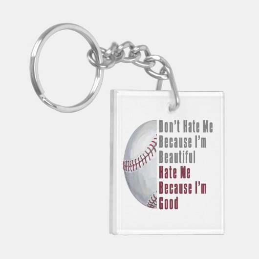 Im Beautiful Im Good Baseball Schlüsselanhänger (Vorderseite links)