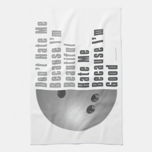 Im Beautiful Im Good Bowling Gray Geschirrtuch (Vertikal)