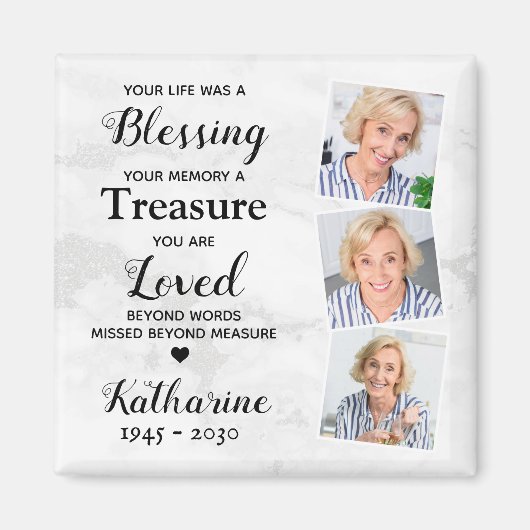 Im Beileid "Benutzerdefiniertes 3-Foto" für Erinne Magnet (Vorne)