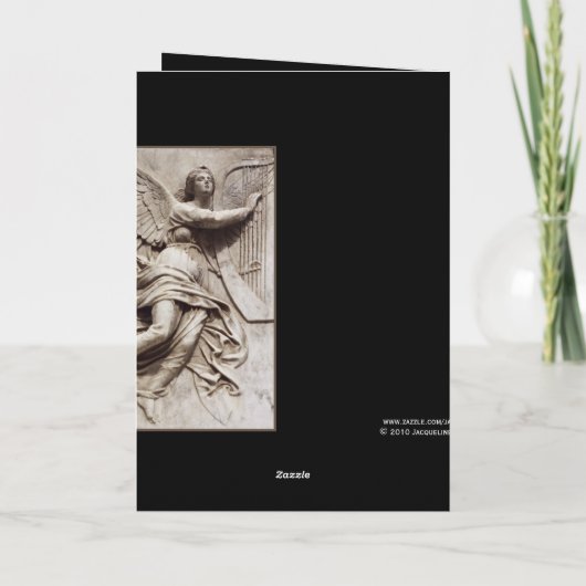 Im Beileid - Polnisches - Engel mit Harfe Karte (Rückseite)