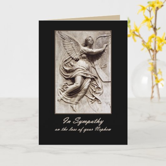 Im Beileid - Verlust von Nephew - Engel mit Harfe Karte (Gelbe Blume)