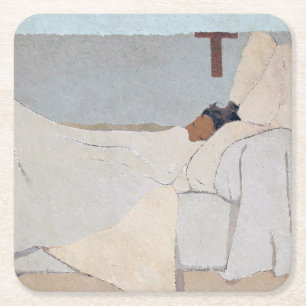 Im Bett, Edouard Vuillard Rechteckiger Pappuntersetzer