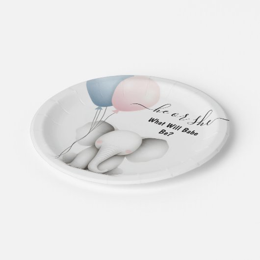 Im Big Zoo Baby White Elephant Birth Gender Reveve Pappteller (Schrägansicht)