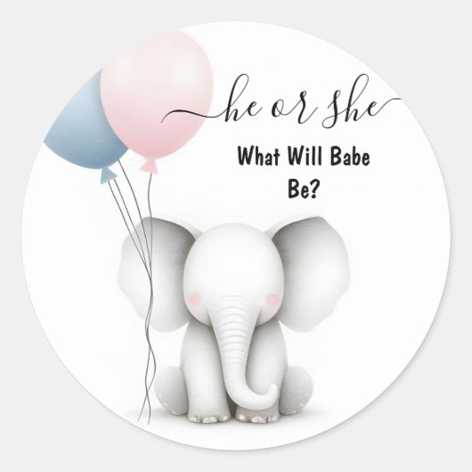 Im Big Zoo Baby White Elephant Birth Gender Reveve Runder Aufkleber (Vorderseite)