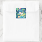 Im Blume-Teich Axolotl Sweet Escape Quadratischer Aufkleber (Tasche)