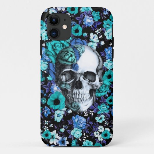 Im Blütenblauen Blumenschädel Case-Mate iPhone Hülle (Rückseite)